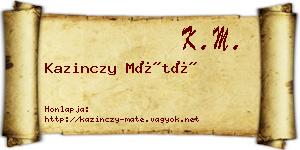 Kazinczy Máté névjegykártya